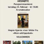 Årsmøter Pensjonistsenteret torsdag 24 Februar 2022 kl. 1900